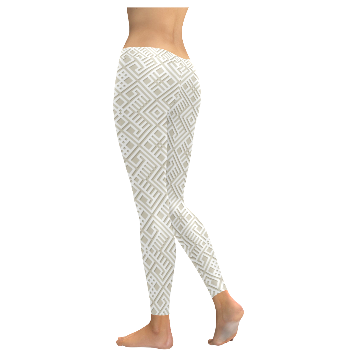 White 3D Geometric Pattern Women's Low Rise Leggings (Invisible Stitch) (Model L05)