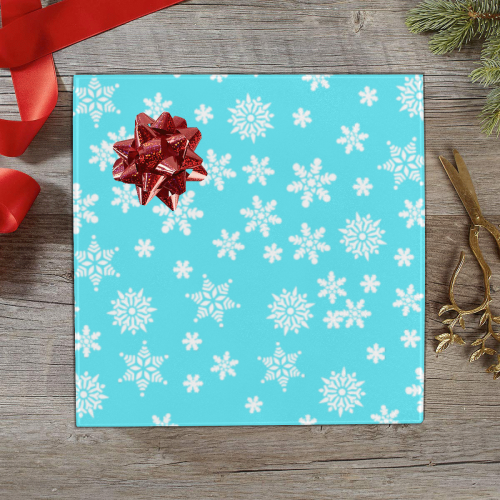 Christmas White Snowflakes on Turquoise Gift Wrapping Paper 58"x 23" (2 Rolls)