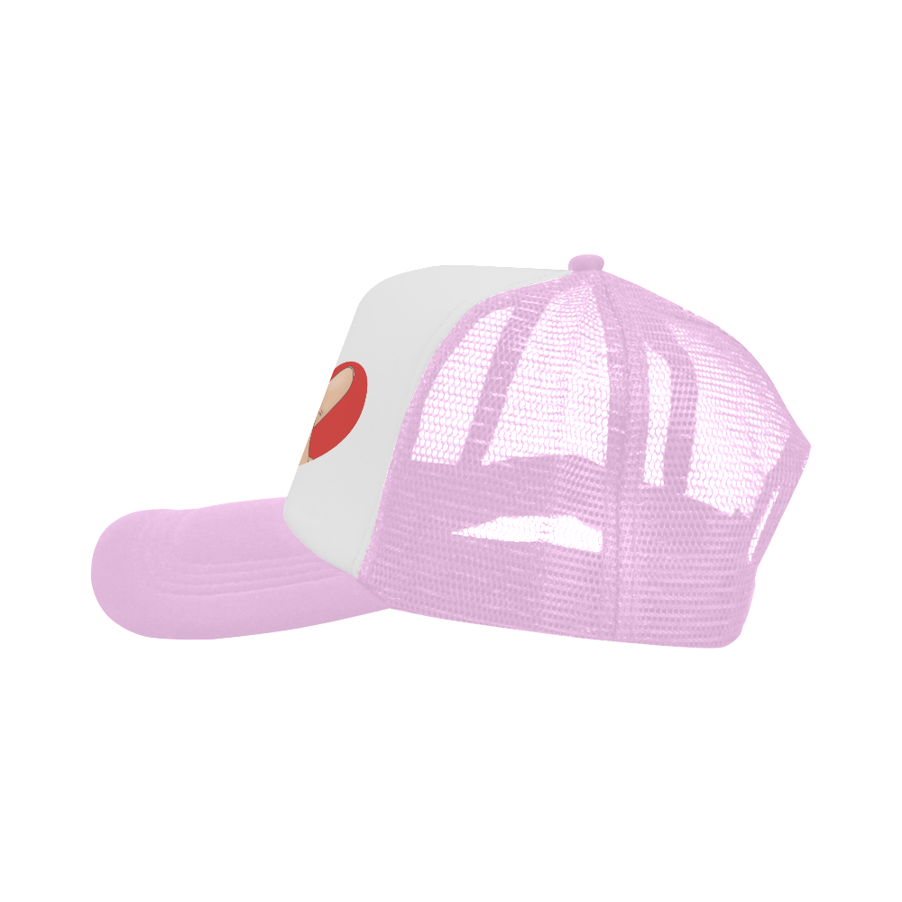 Red Heart Fingers / Pink Trucker Hat