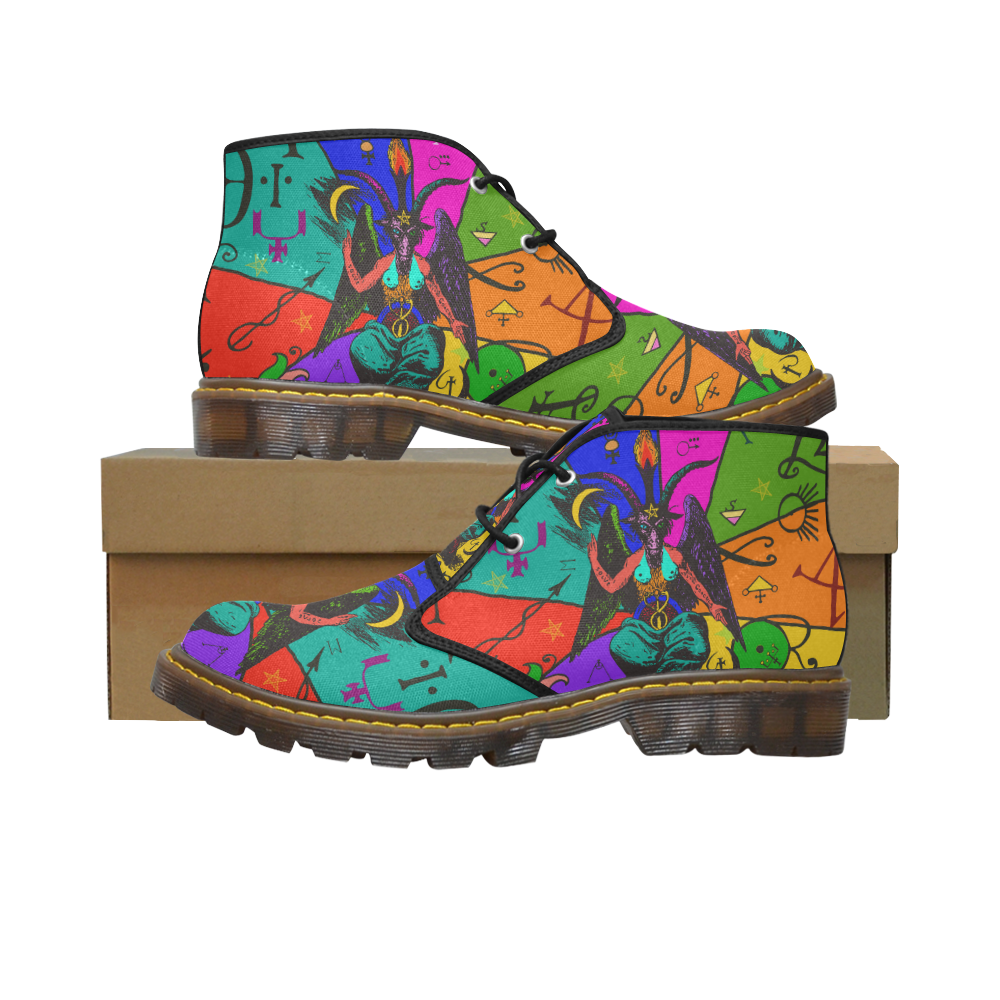 Awesome Baphomet Popart Women's Canvas Chukka Boots/Large Size (Model 2402-1)