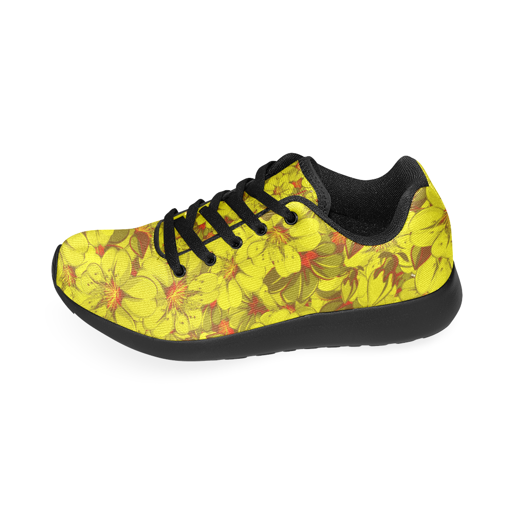 Yellow flower pattern Women’s Running Shoes (Model 020)