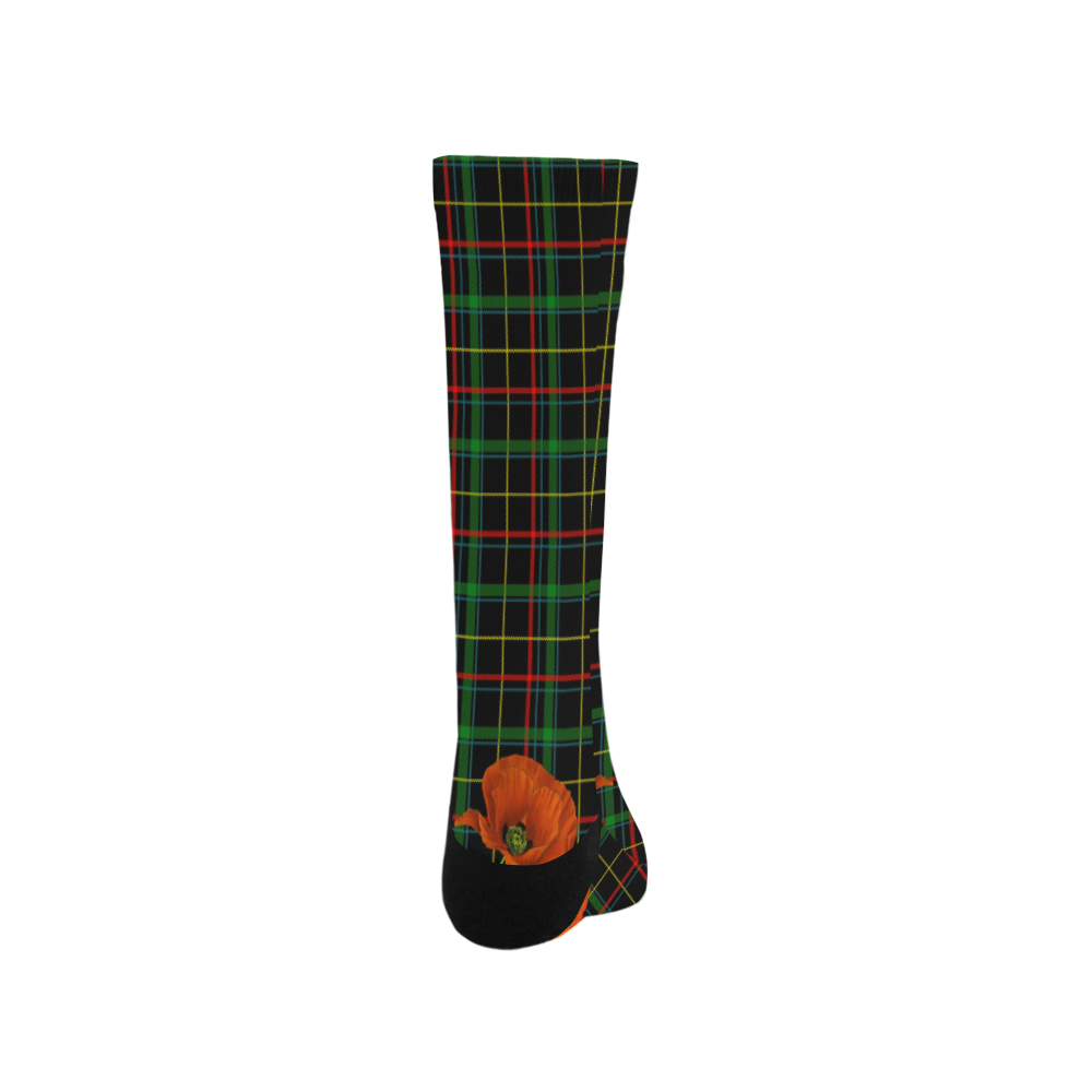 Poppy Elve On Tartan Men's Custom Socks