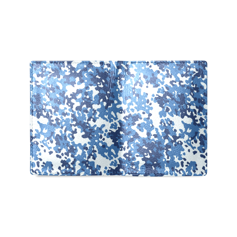 Digital Blue Camouflage Men's Leather Wallet (Model 1612)