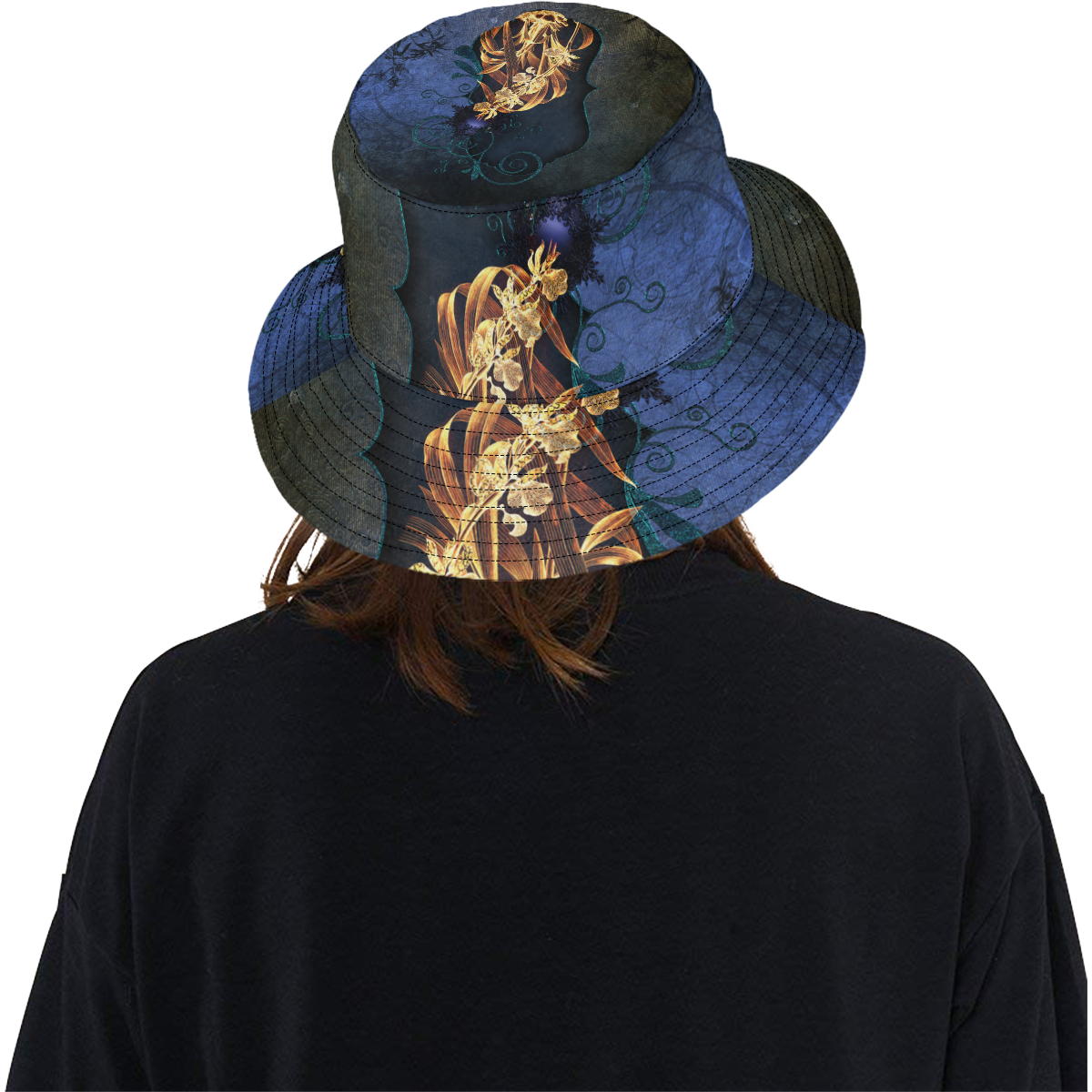 Beautiful flowers on vintage background All Over Print Bucket Hat