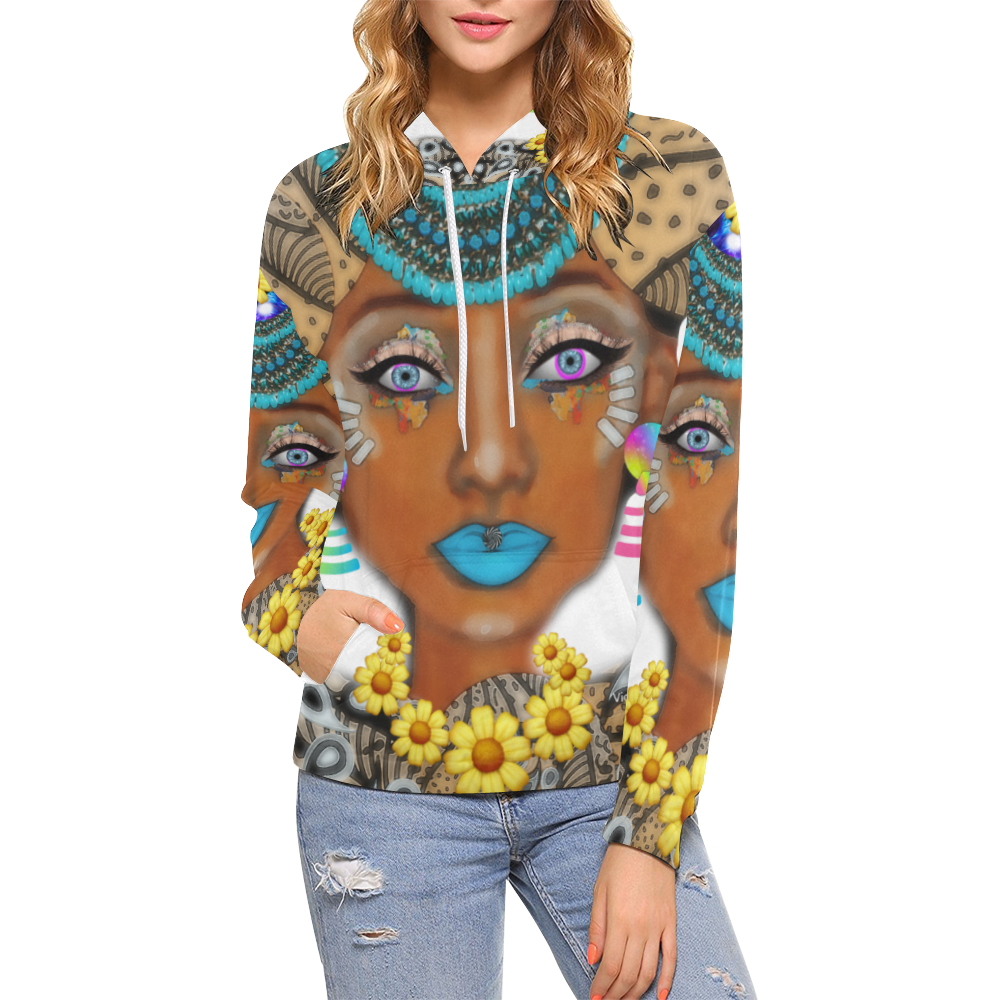 WIFI QUEEN hoodie All Over Print Hoodie for Women (USA Size) (Model H13)