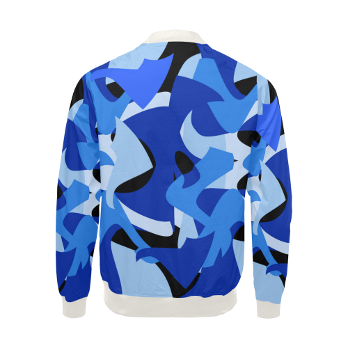 Camouflage Abstract Blue and Black All Over Print Bomber Jacket for Men (Model H19)