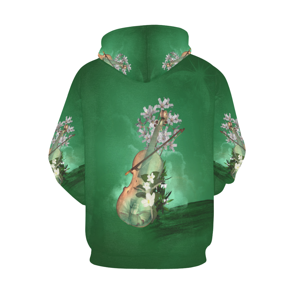 Violin with flowers All Over Print Hoodie for Women (USA Size) (Model H13)