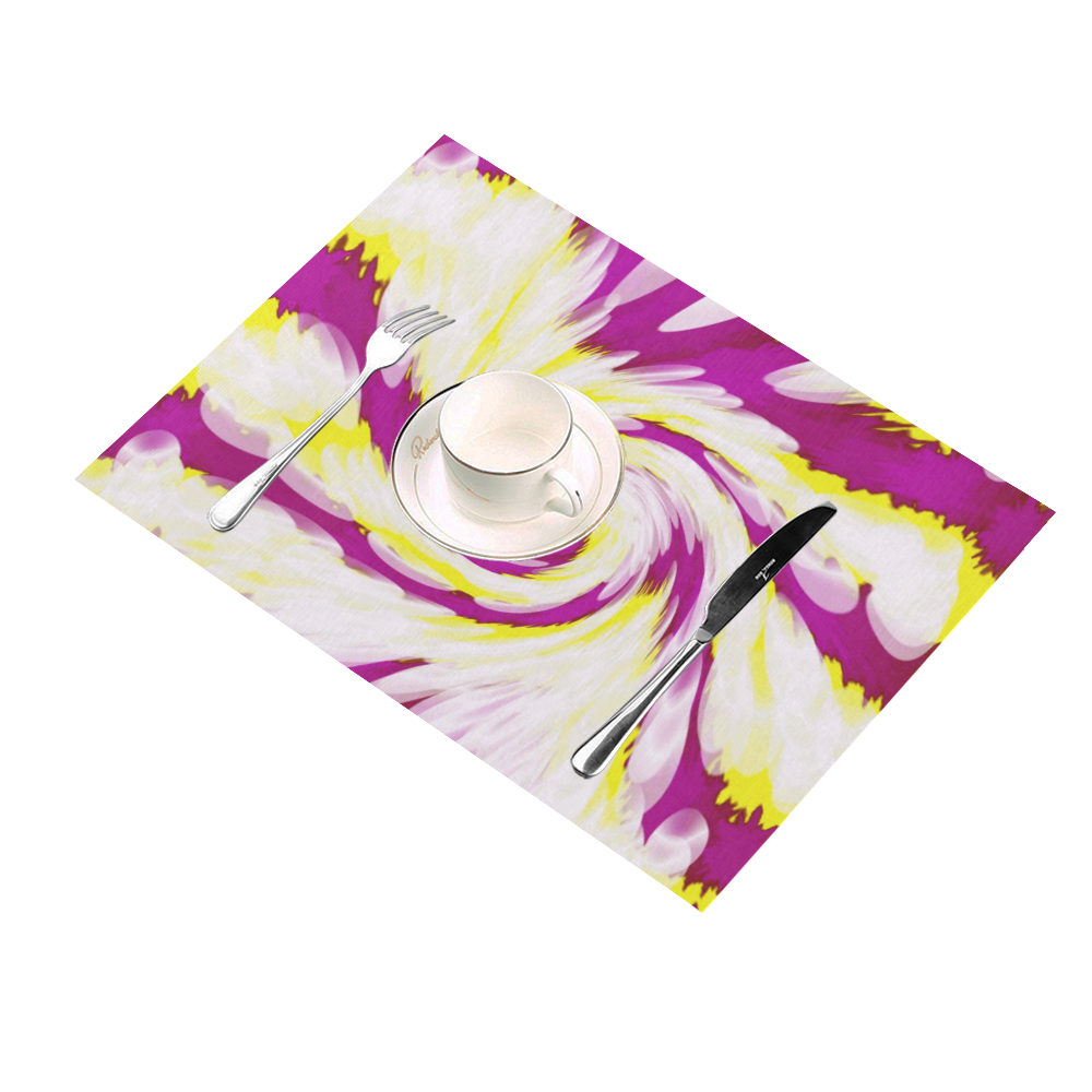 Pink Yellow Tie Dye Swirl Abstract Placemat 14’’ x 19’’