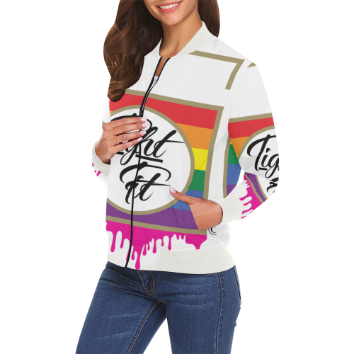 Tight Fit LOCK R7 All Over Print Bomber Jacket for Women (Model H19)