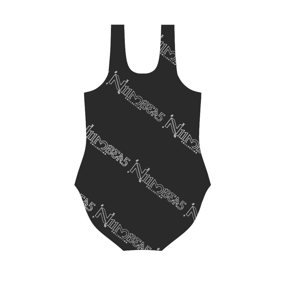 NUMBERS Collection Logo Black/White Vest One Piece Swimsuit (Model S04)