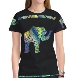 Patchwork Elephant New All Over Print T-shirt for Women (Model T45)