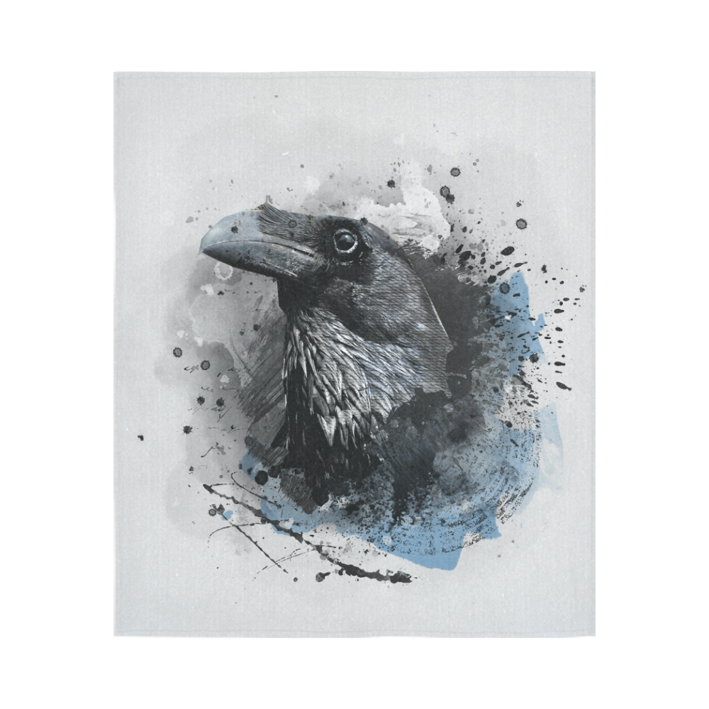 crow raven bird art #crow #raven Cotton Linen Wall Tapestry 51"x 60"