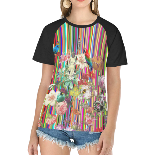 Summer Flowers Women's Raglan T-Shirt/Front Printing (Model T62)