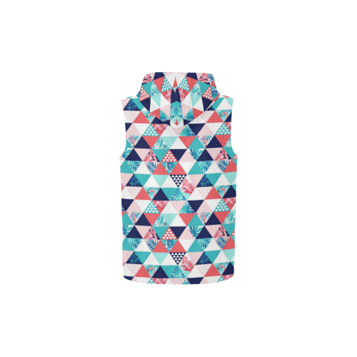 Flamingo Triangle Pattern All Over Print Sleeveless Zip Up Hoodie for Kid (Model H16)