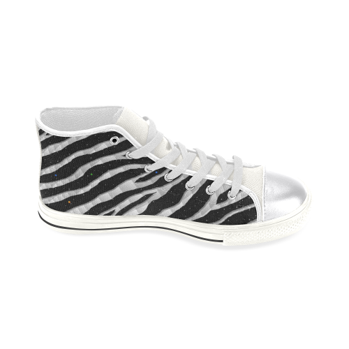 Ripped SpaceTime Stripes - White Women's Classic High Top Canvas Shoes (Model 017)