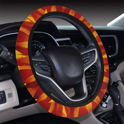 Hot Fire and Flames Illustration Steering Wheel Cover with Elastic Edge