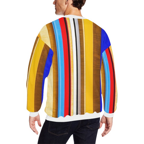 Colorful abstract pattern stripe art Men's Oversized Fleece Crew Sweatshirt/Large Size(Model H18)