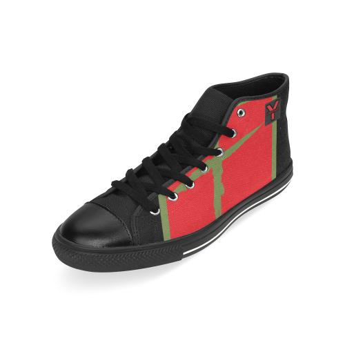 Kids High-Top Sneakers Red/Green/Black High Top Canvas Shoes for Kid (Model 017)