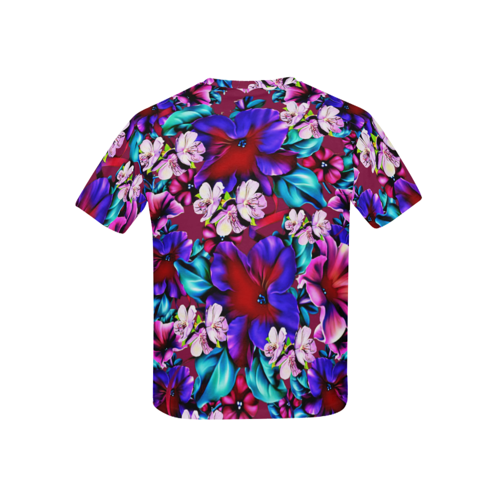 Blue, Pink and Purple Flowers Design By Me by Doris Clay-Kersey Kids' All Over Print T-shirt (USA Size) (Model T40)