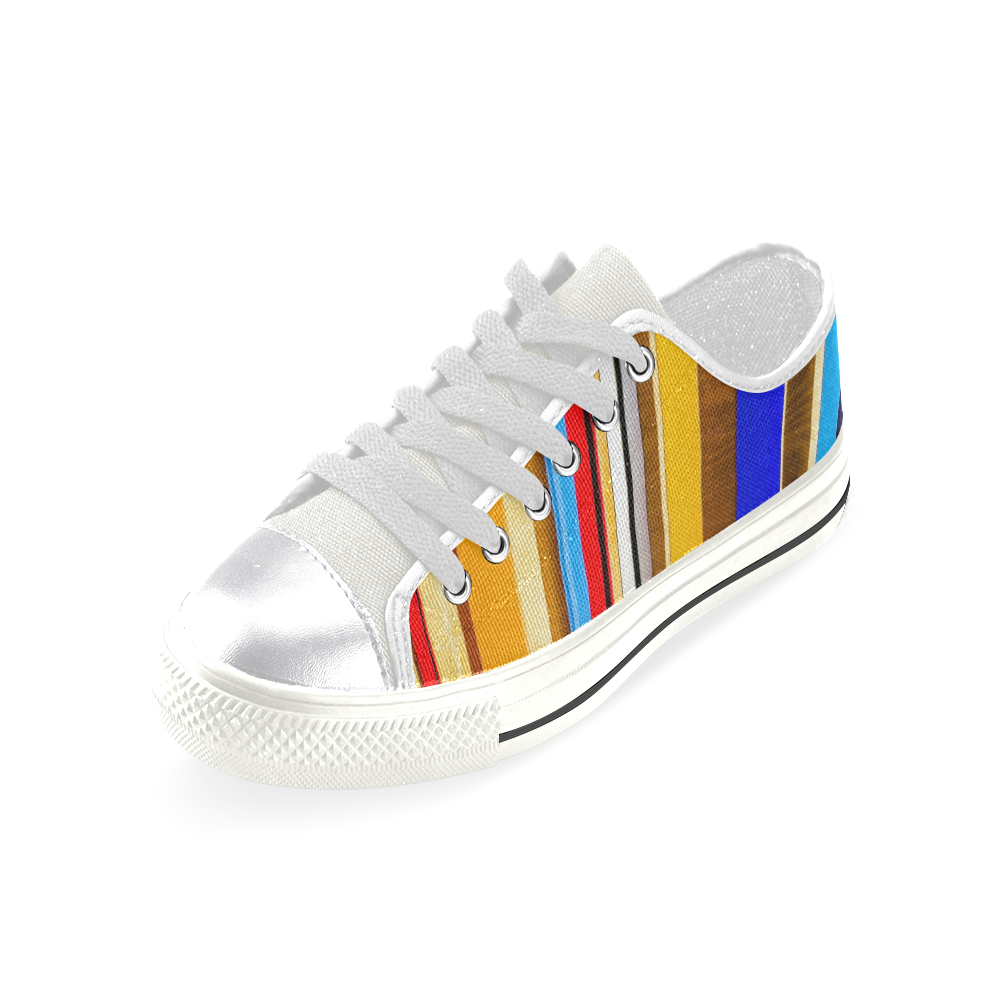 Colorful abstract pattern stripe art Canvas Women's Shoes/Large Size (Model 018)