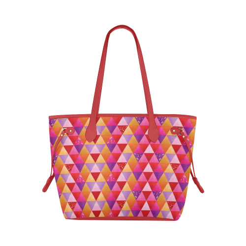 Triangle Pattern - Red Purple Pink Orange Yellow Clover Canvas Tote Bag (Model 1661)