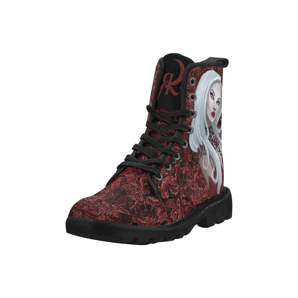 Red Queen Red Painting Elena Portrait Martin Boots for Men (Black) (Model 1203H)