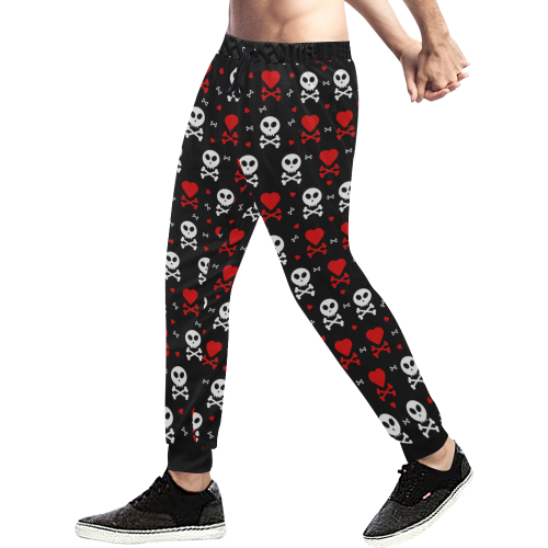 Skull and Crossbones Men's All Over Print Sweatpants (Model L11)