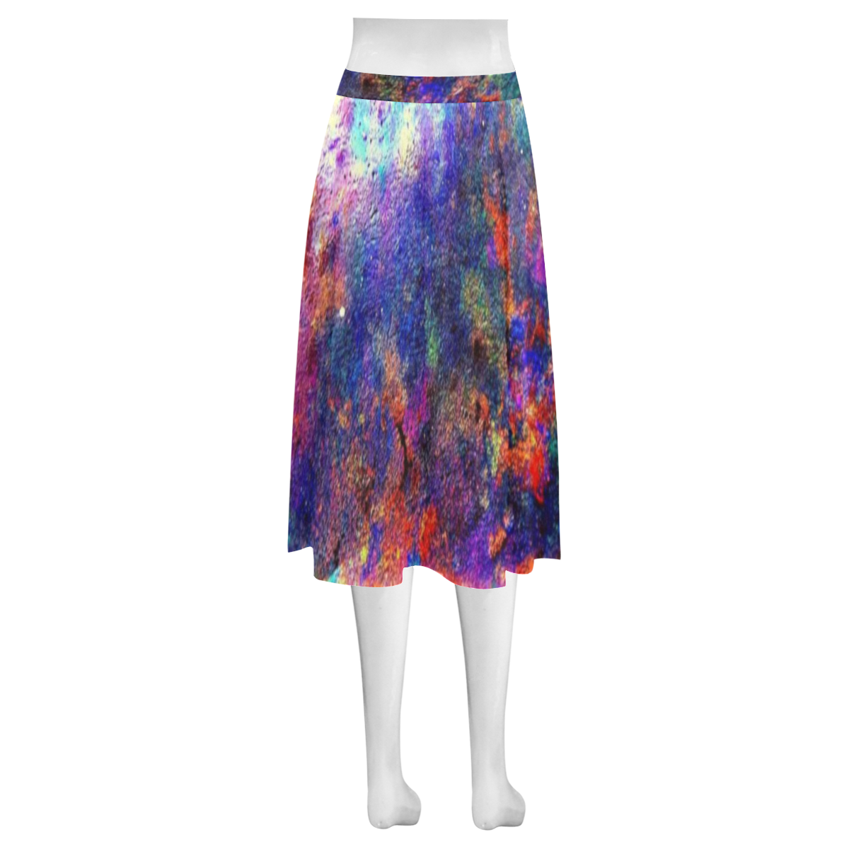 rainbow clouds Mnemosyne Women's Crepe Skirt (Model D16)