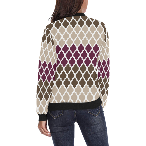 stripe lace pattern All Over Print Bomber Jacket for Women (Model H36)