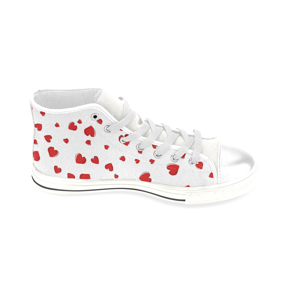 Red Hearts Floating on White Men’s Classic High Top Canvas Shoes (Model 017)
