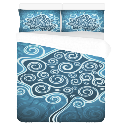Abstract-Vintage-Floral-Blue-22 3-Piece Bedding Set