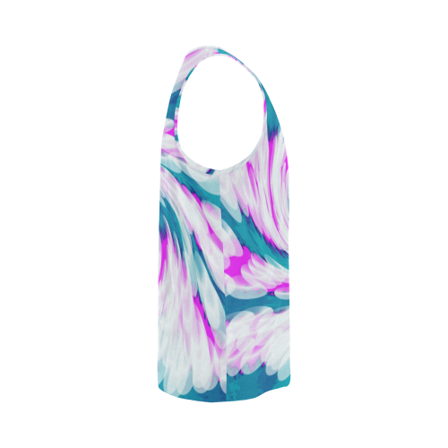 Turquoise Pink Tie Dye Swirl Abstract All Over Print Tank Top for Men (Model T43)