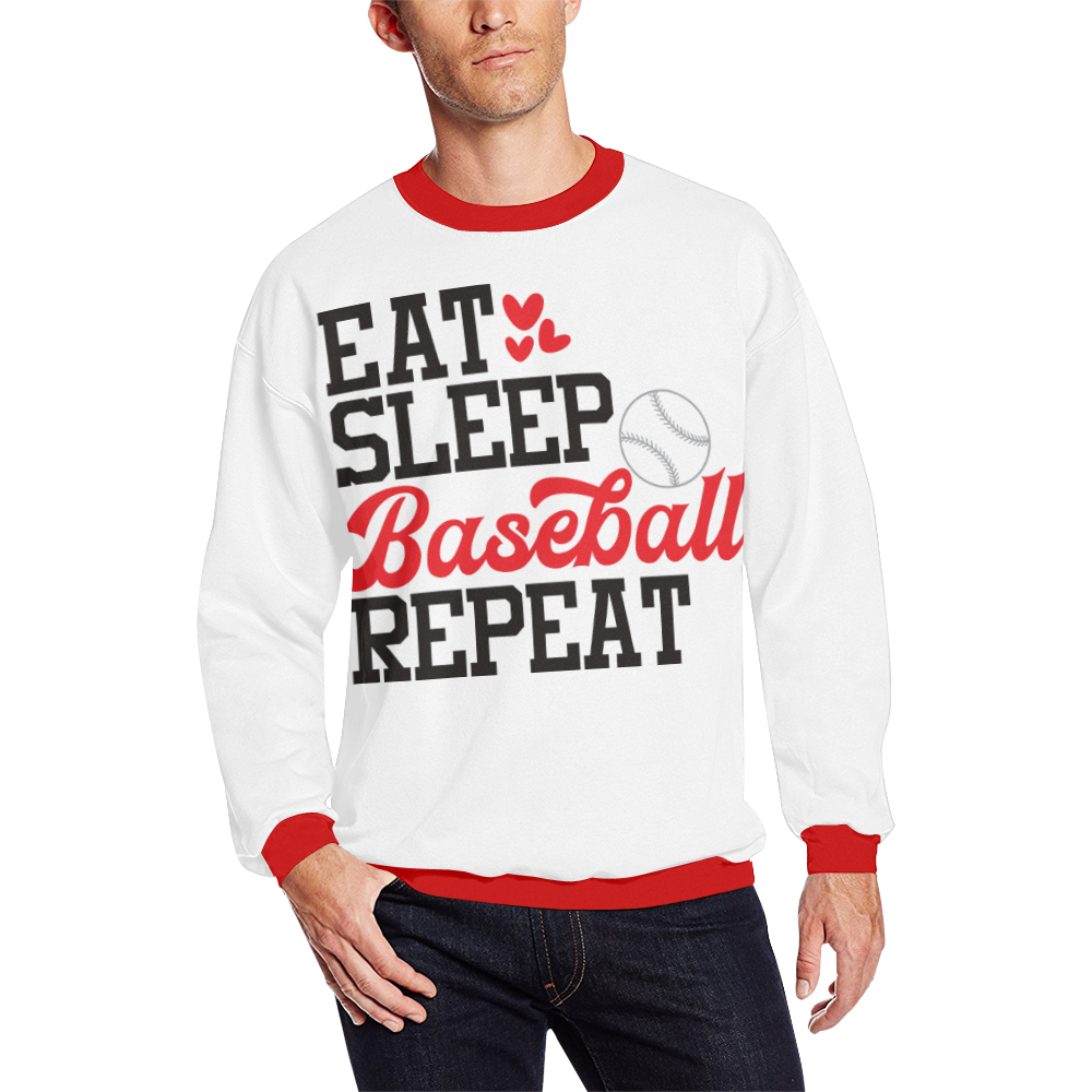 BB06 Eat Sleep Men's Oversized Fleece Crew Sweatshirt (Model H18)