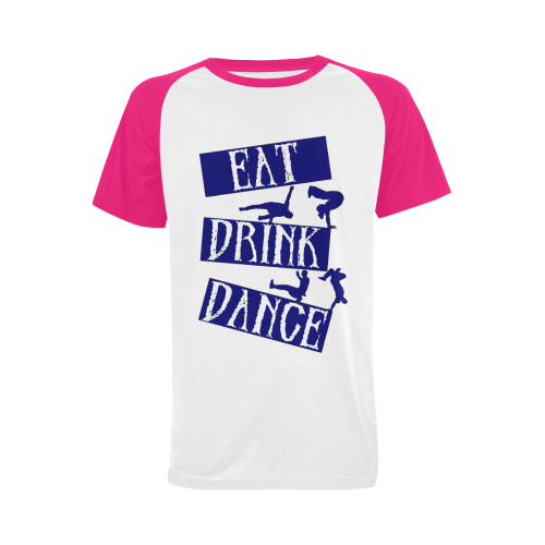 Break Dancing Blue / Pink Men's Raglan T-shirt Big Size (USA Size) (Model T11)