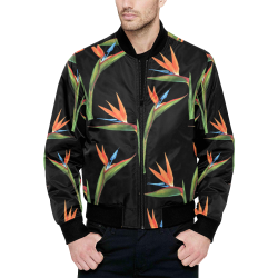 Strelitzia All Over Print Quilted Bomber Jacket for Men (Model H33)