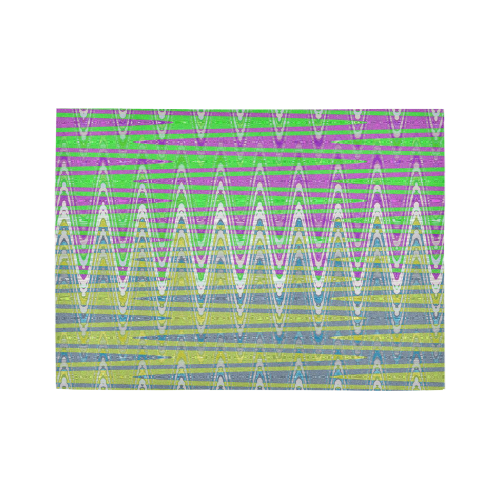 Colorful Pastel Zigzag Waves Pattern Area Rug7'x5'