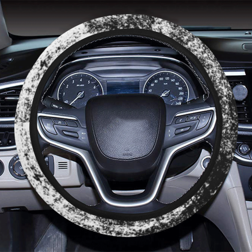 Black White Watrcolor Grunge Painting 1 Steering Wheel Cover with Elastic Edge