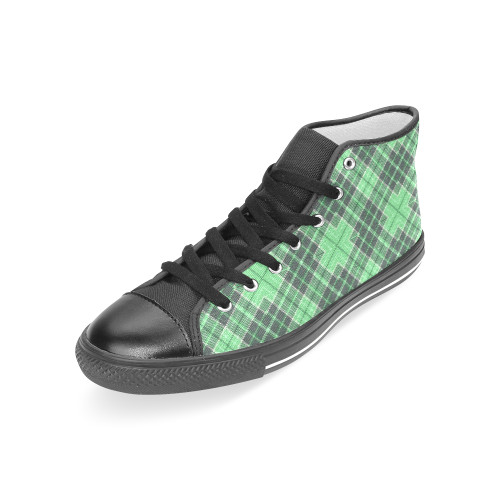 STRIPES LIGHT GREEN Women's Classic High Top Canvas Shoes (Model 017)