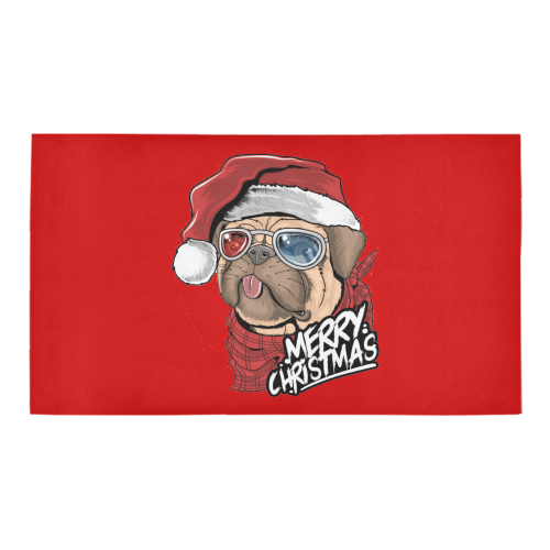 Merry Christmas Hipster Pug Bath Rug 16''x 28''