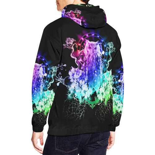 Colorful owl All Over Print Hoodie for Men (USA Size) (Model H13)