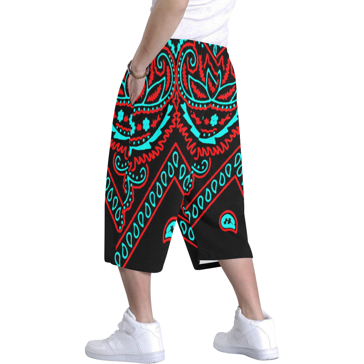 blue and red bandana version 2 Men's All Over Print Baggy Shorts (Model L37)