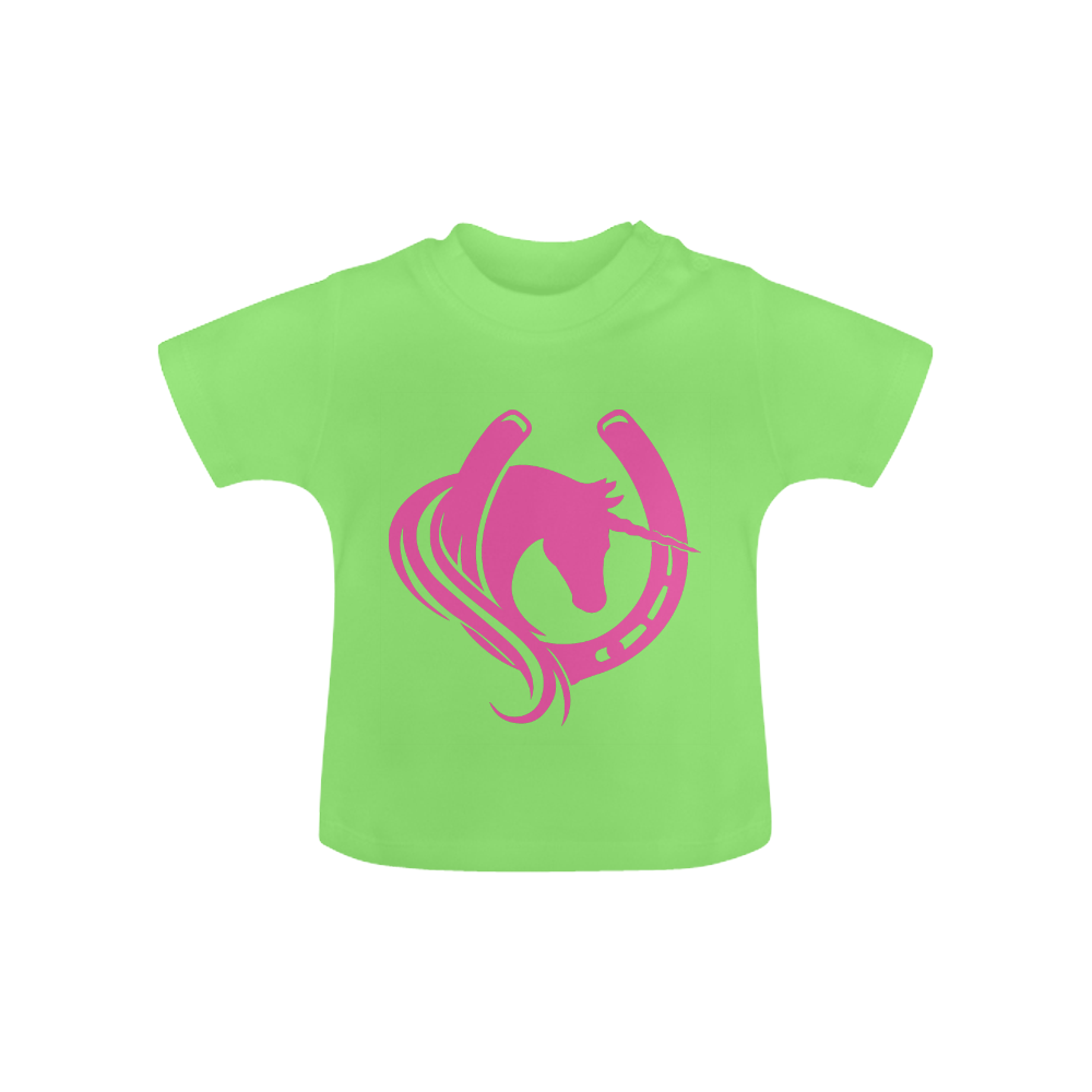 Unicorn Country Pink on Lime Baby Classic T-Shirt (Model T30)