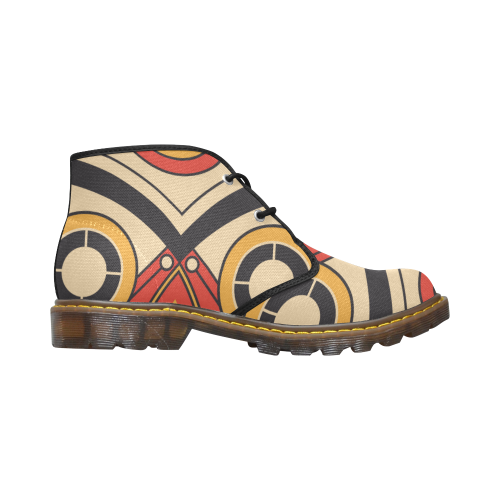 Geo Aztec Bull Tribal Women's Canvas Chukka Boots/Large Size (Model 2402-1)