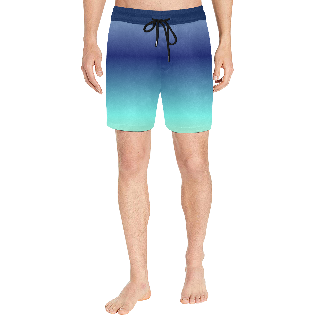 Blue Green Ombre Swim Trunks Men's Mid-Length Swim Shorts (Model L39)