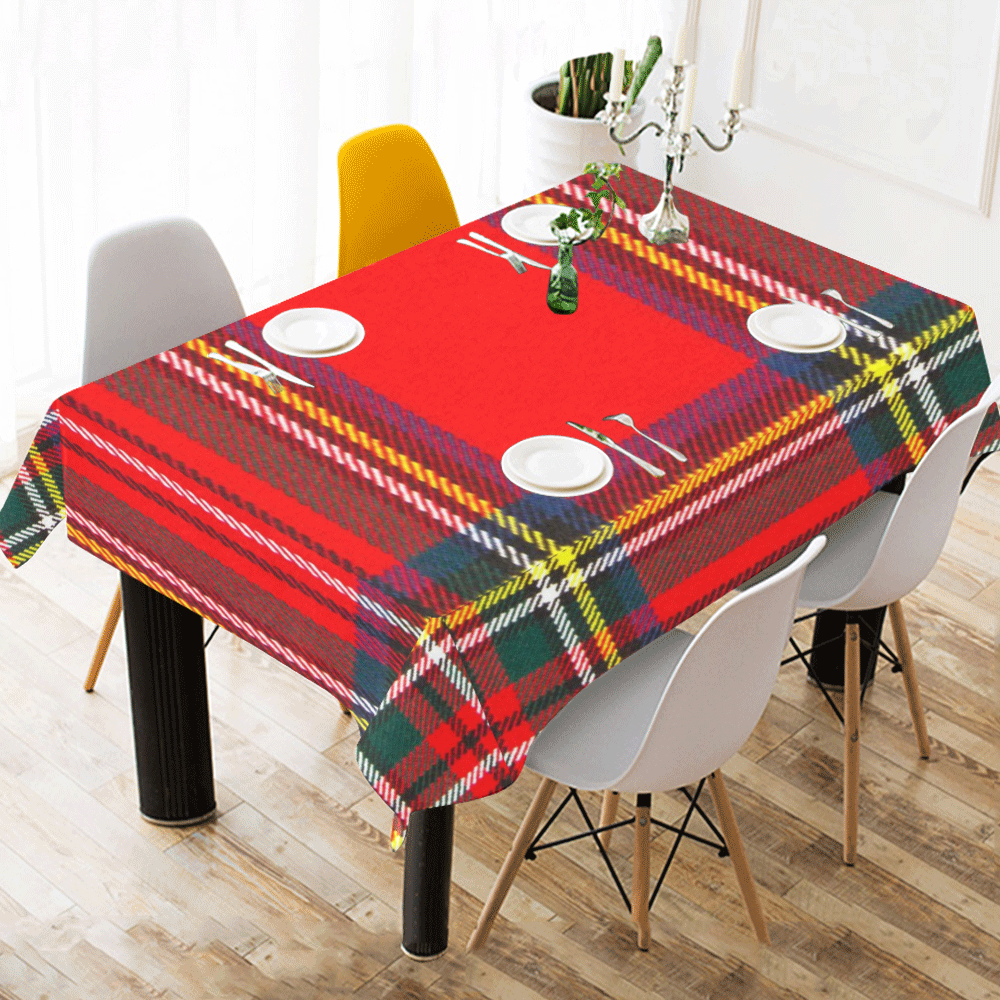 STEWART ROYAL MODERN HEAVY WEIGHT TARTAN Cotton Linen Tablecloth 60" x 90"