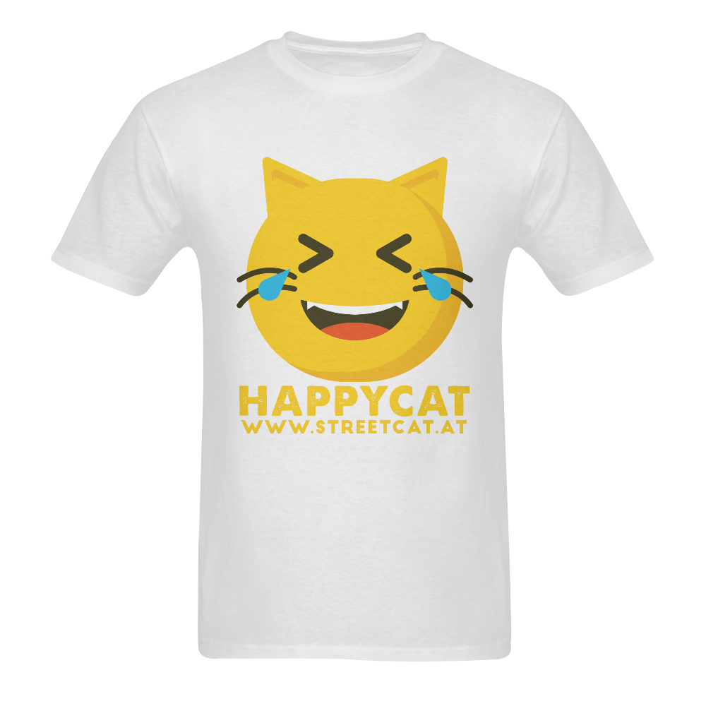 Happycat_men_white Men's T-Shirt in USA Size (Two Sides Printing)