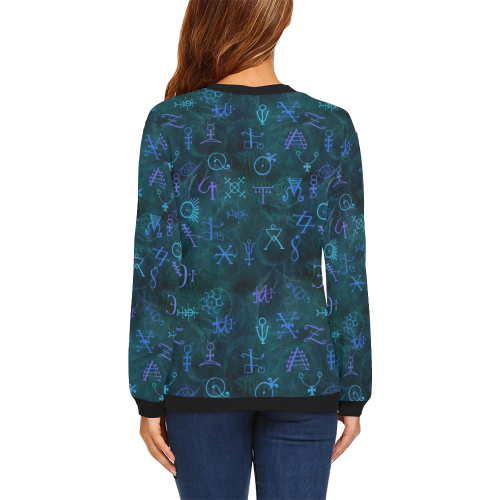 Aclehmy Symbols All Over Print Crewneck Sweatshirt for Women (Model H18)
