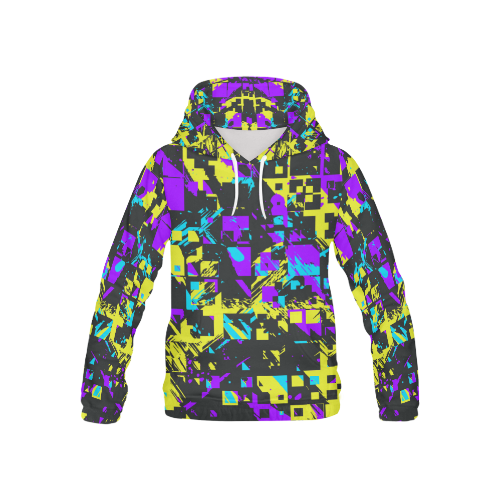 Purple yelllow squares All Over Print Hoodie for Kid (USA Size) (Model H13)