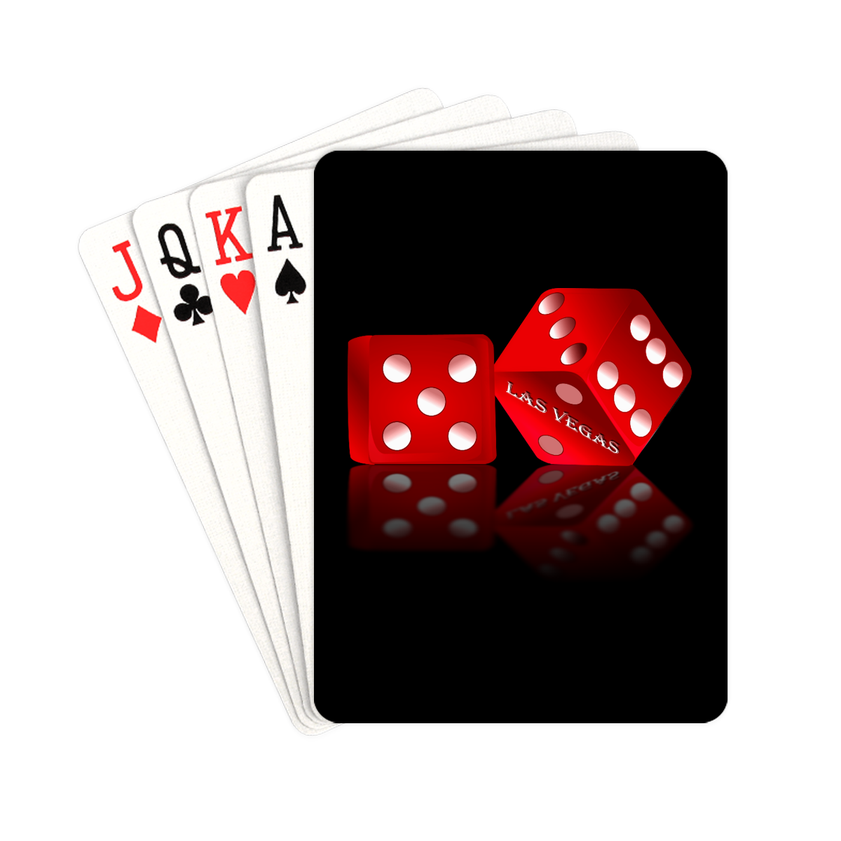 Las Vegas Craps Dice on Black Playing Cards 2.5"x3.5"