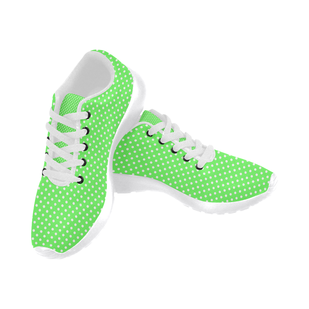 Eucalyptus green polka dots Women's Running Shoes/Large Size (Model 020)